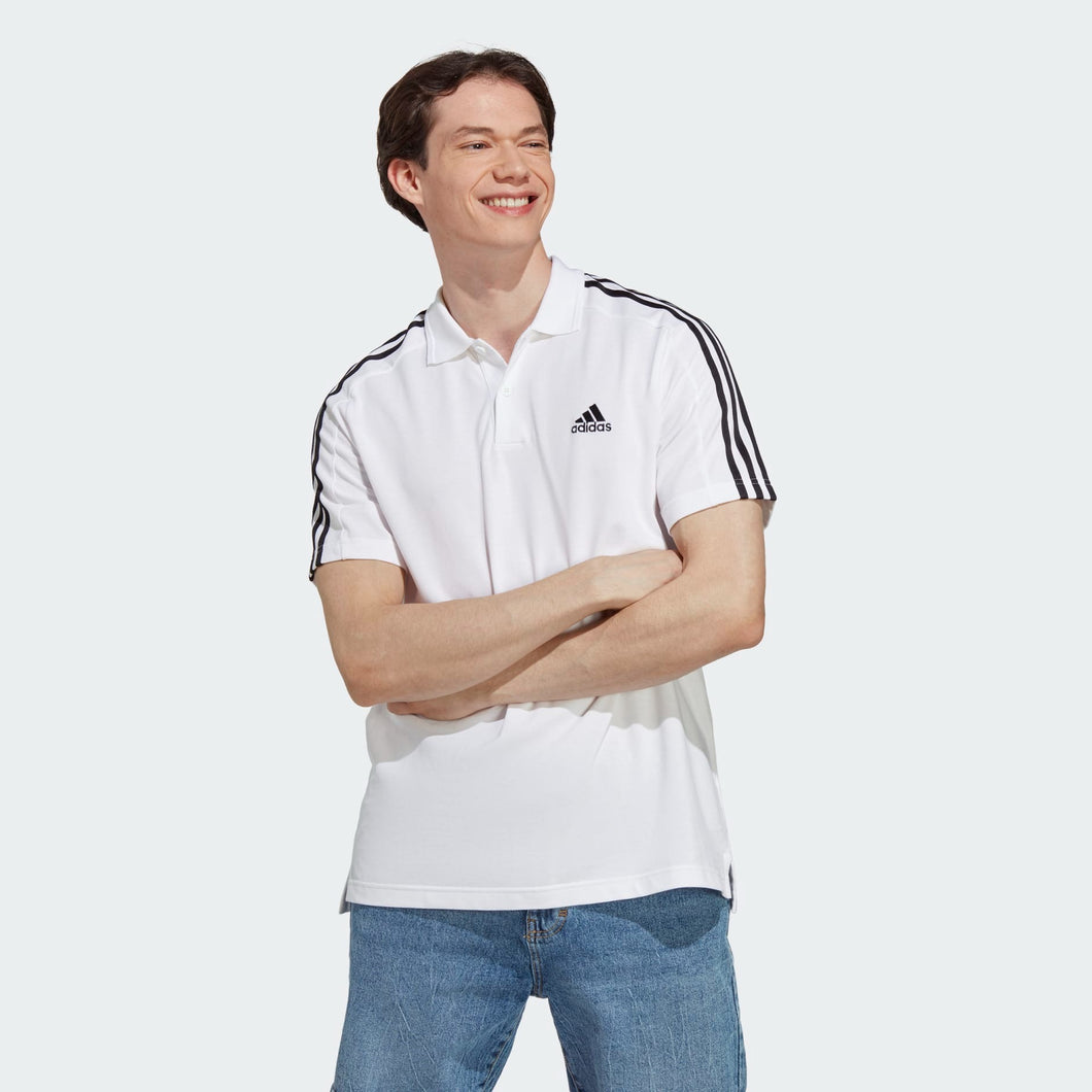 adidas Essential 3 Stripe Pique Men's Polo Shirts