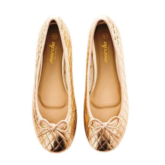 Marcha Gold Flower Ballerina Shoes - orlandosportsuae